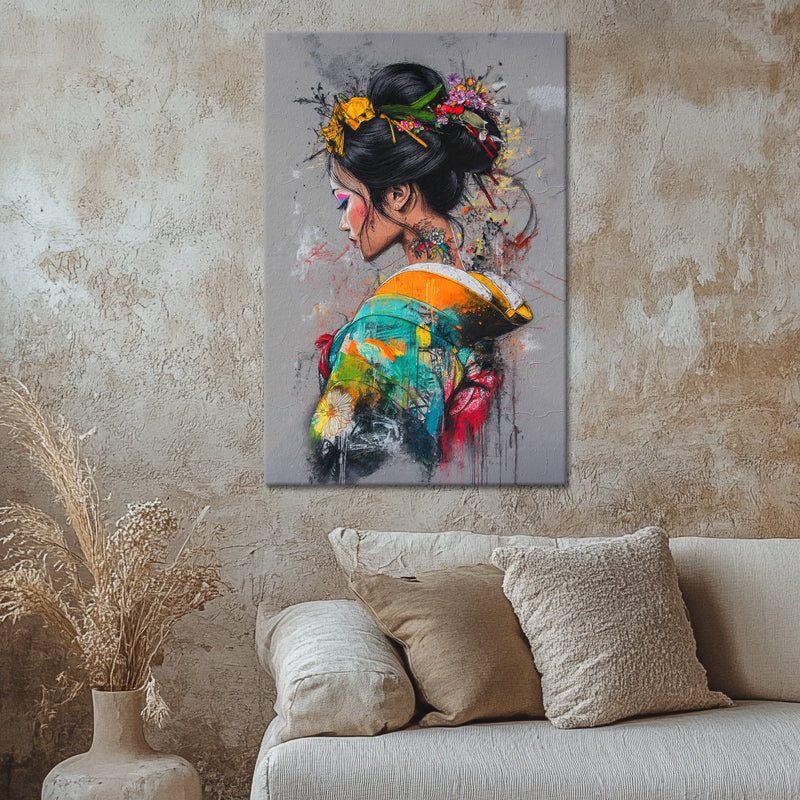 Japanische Geisha-Graffiti-Kunst