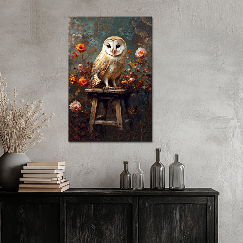 Vintage Uil schilderij