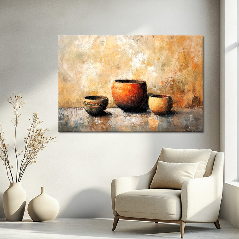 Drie decoratieve potten