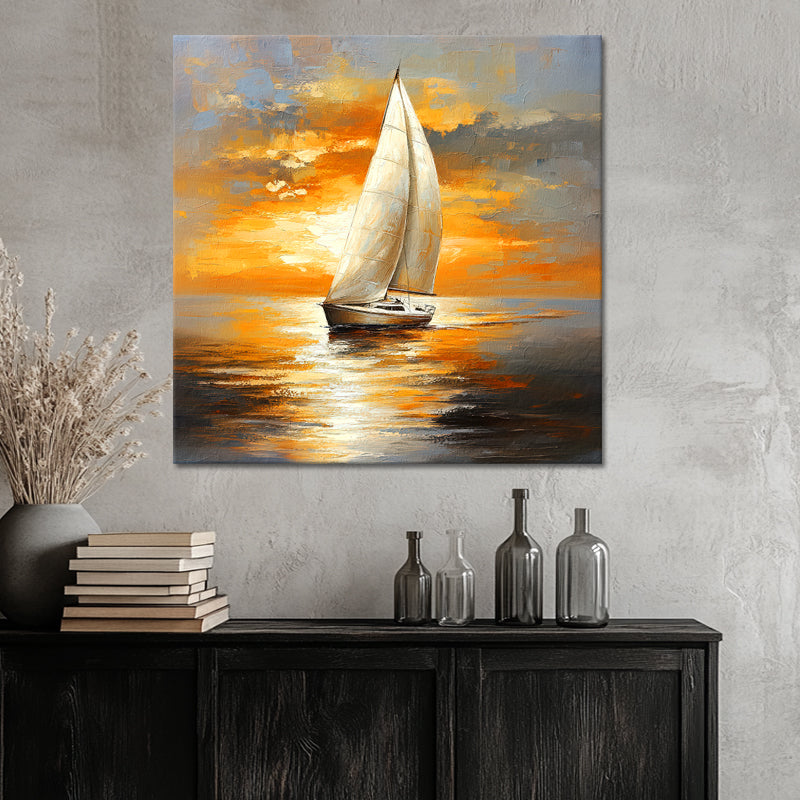 Segelboot bei Sonnenuntergang