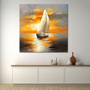 Segelboot bei Sonnenuntergang