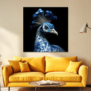 Pauw in delfts blauw