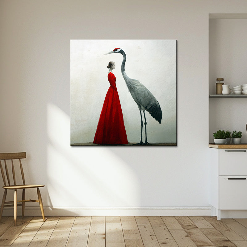 Frau mit Kranich-Kunst