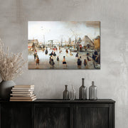Schlittschuhlaufen in einem Dorf - Hendrick Avercamp