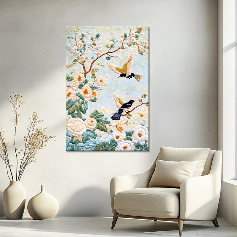 Twee vogels schilderij