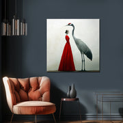 Frau mit Kranich-Kunst