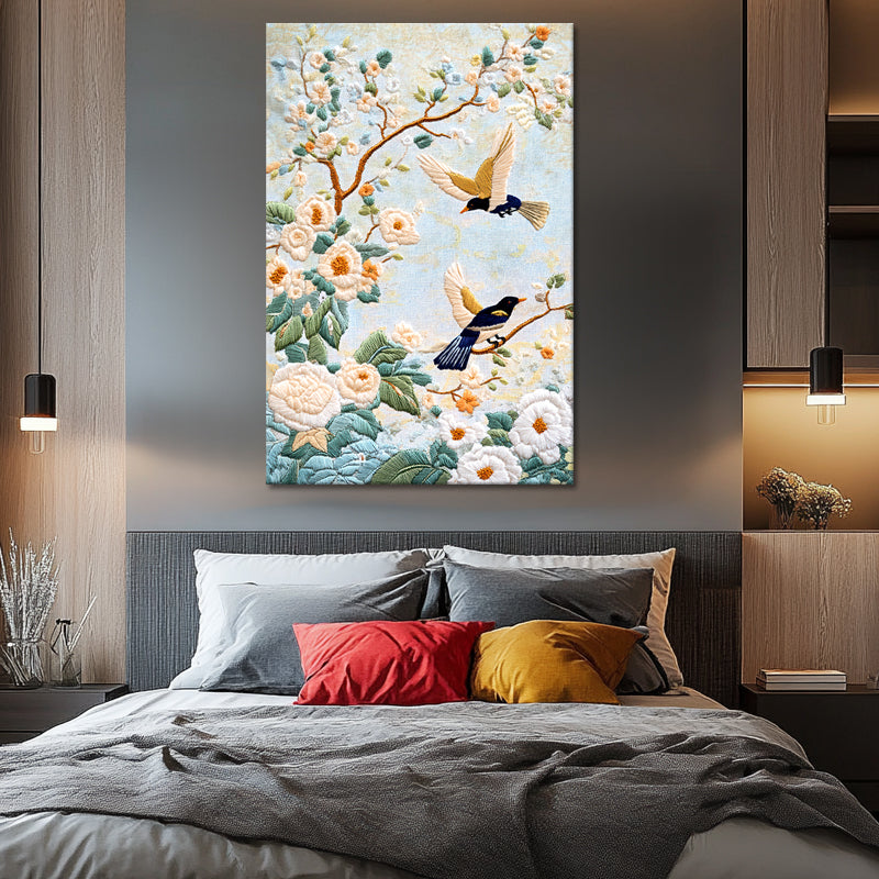 Twee vogels schilderij