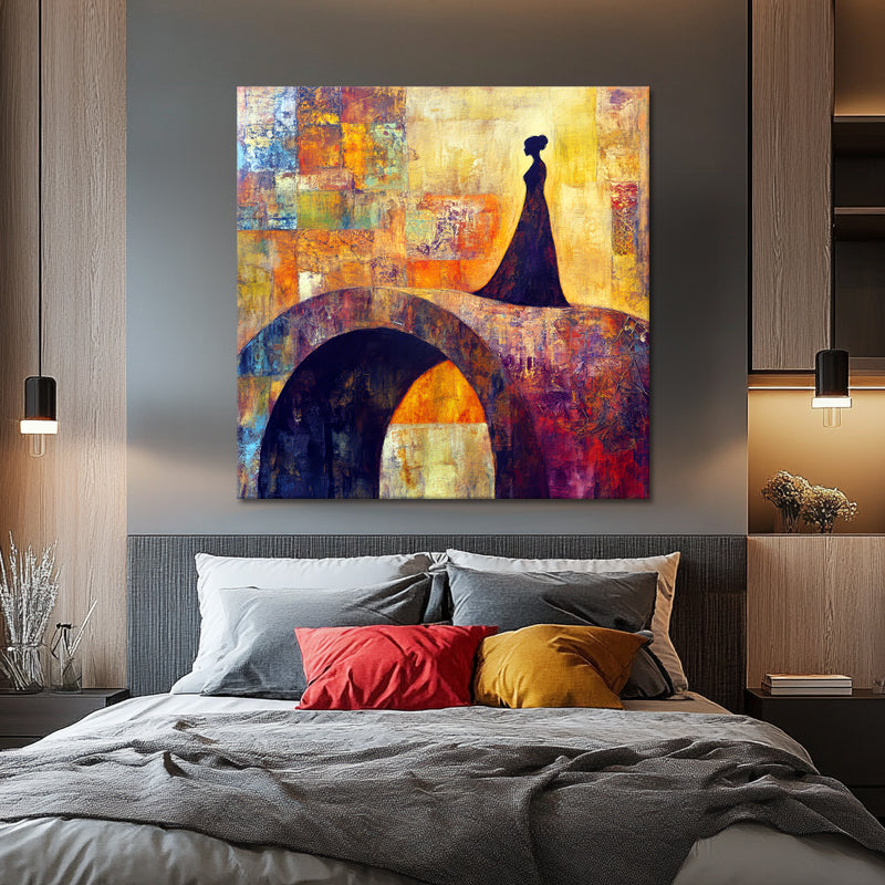 Frau auf der Brücke