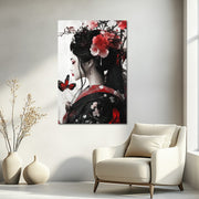 Japanische Frau mit Blumen