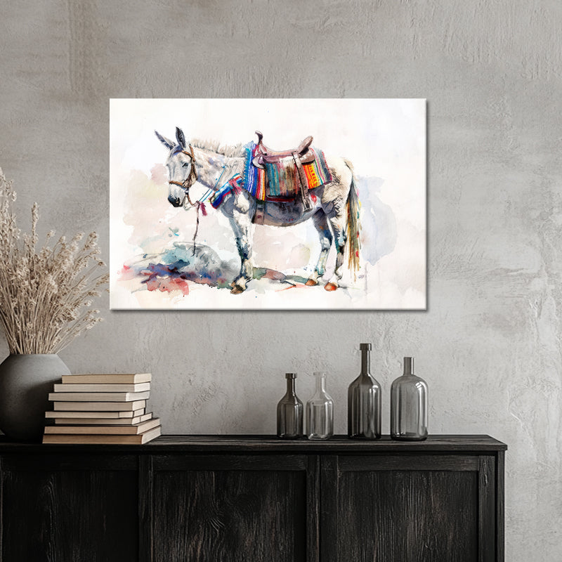 Aquarel Schilderij Ezel