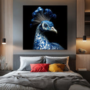 Pauw in delfts blauw