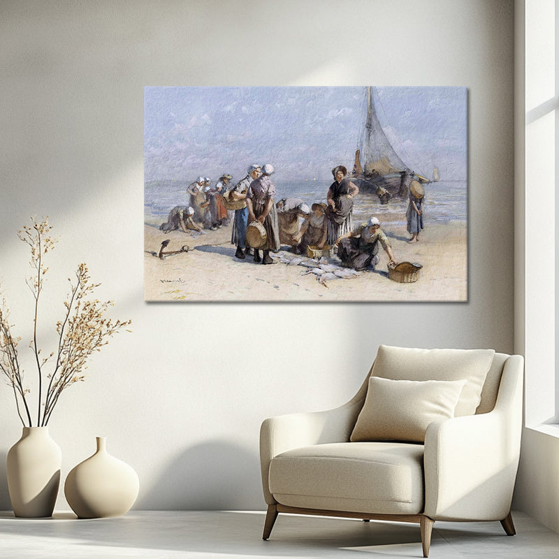 Fischerfrauen am Strand von Scheveningen - Bernard Blommers