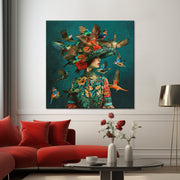Art vrouw met vogels