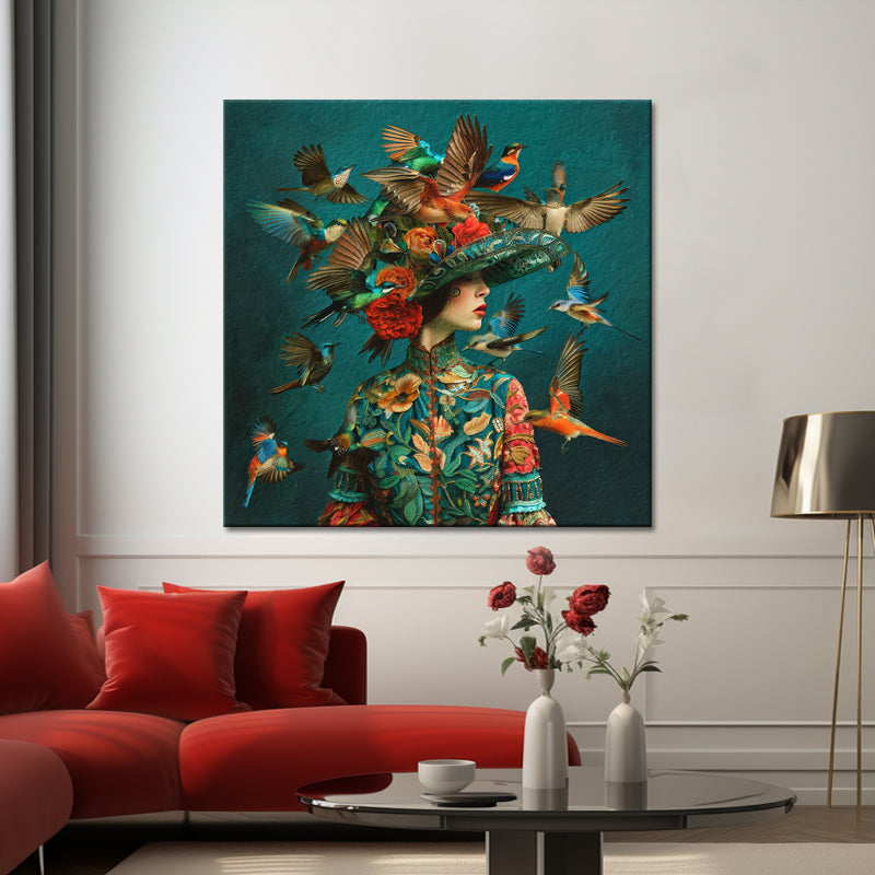 Art vrouw met vogels