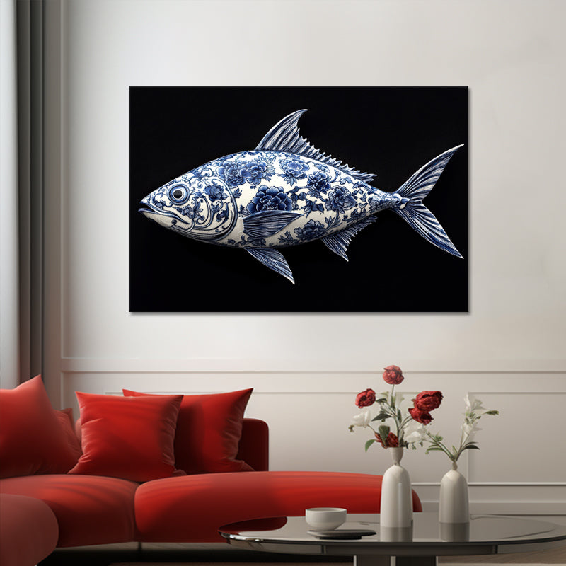 Fisch im Delfter-Blau-Stil