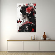 Japanische Frau mit Blumen