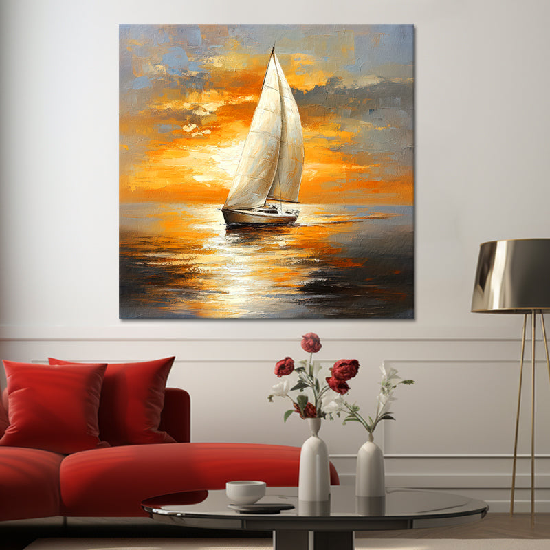 Segelboot bei Sonnenuntergang