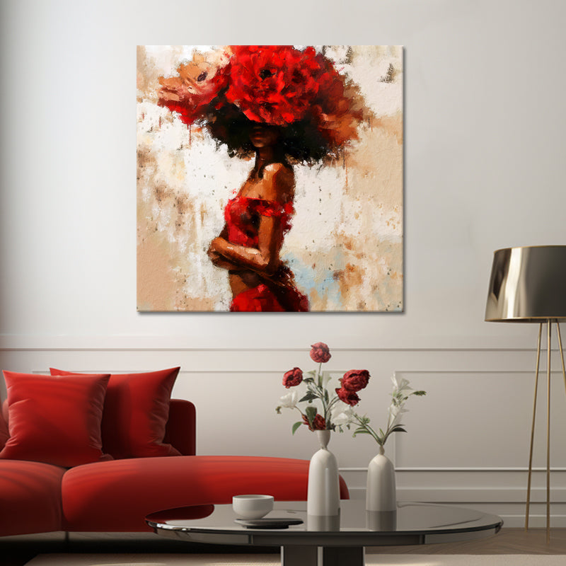 Vrouw met rode bloemen