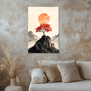 Ein Baum mit rotem Laub