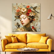 Vrouw met vintage bloemen II