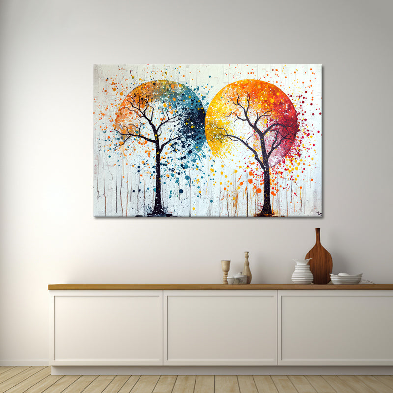 Twee bomen Art schilderij