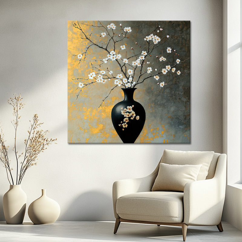 Art Vase mit Blumen