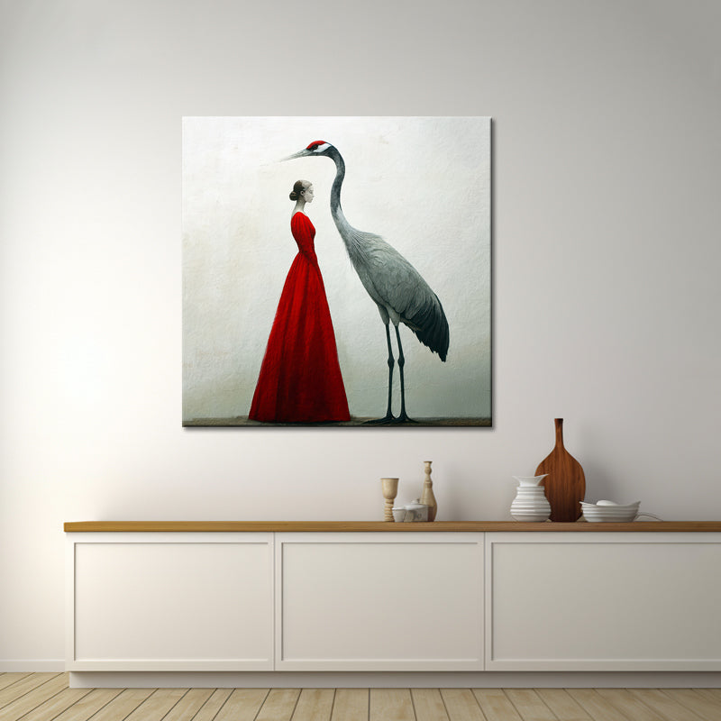 Frau mit Kranich-Kunst