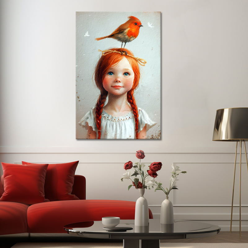 Mädchen mit Vogel Gemälde
