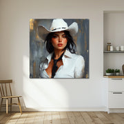 Frau mit Cowboyhut