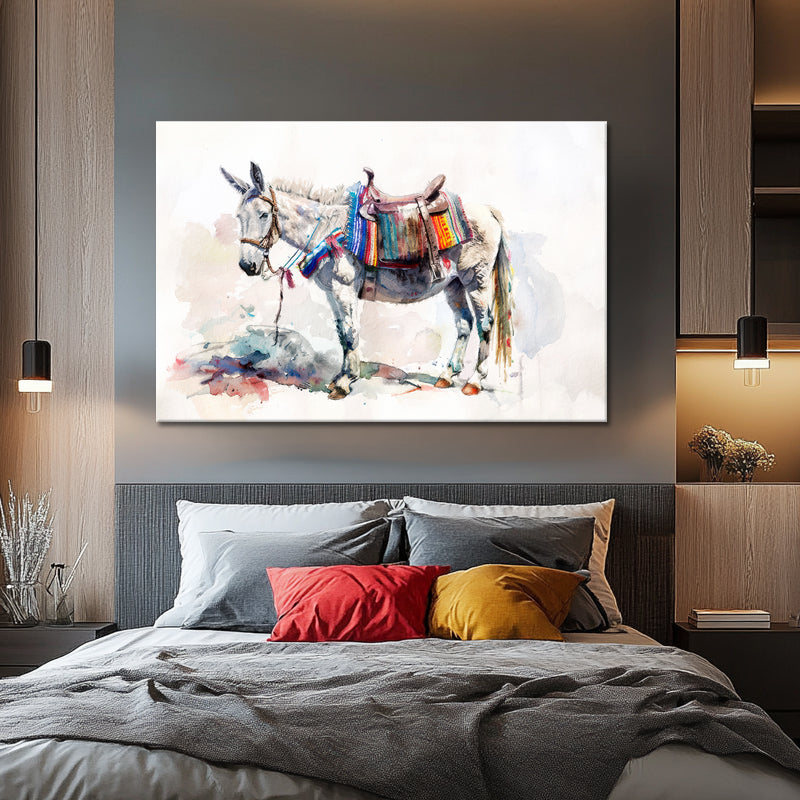 Aquarel Schilderij Ezel