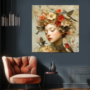 Vrouw met vintage bloemen II