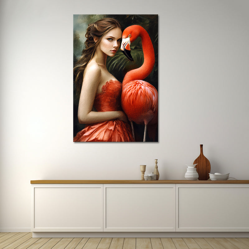 Frau mit Flamingo