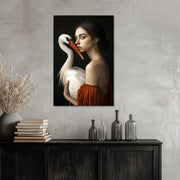 Gemälde Frau mit Storch