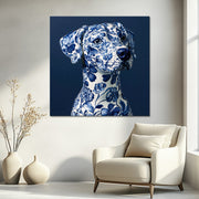 Hund in Delfter Blau