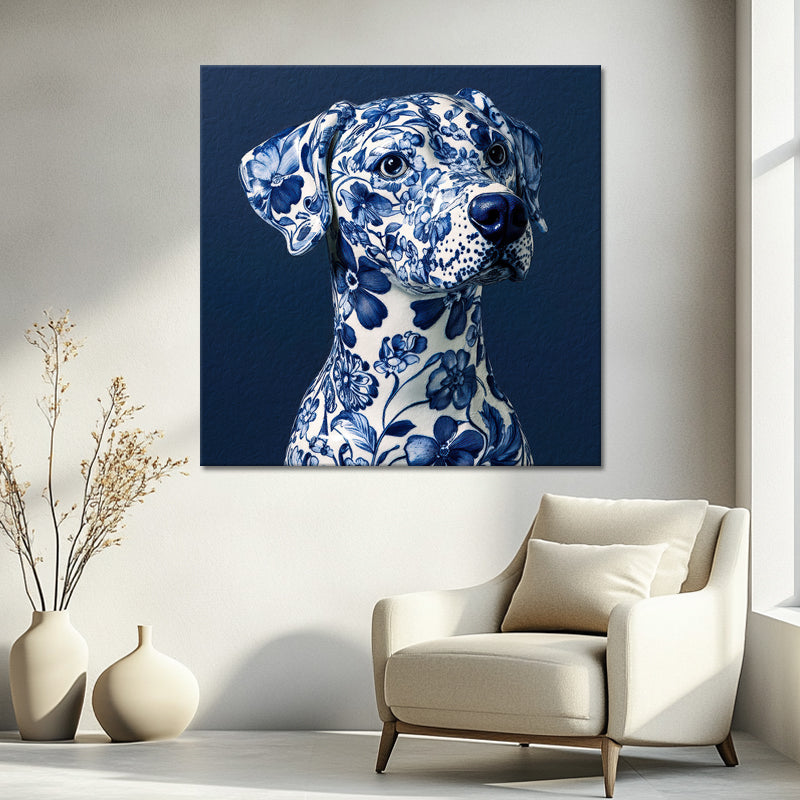 Hund in Delfter Blau