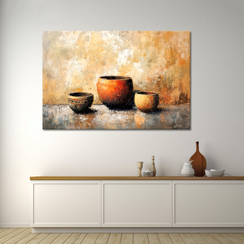 Drie decoratieve potten