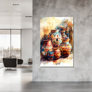 Aquarel schilderij Pueblo potten