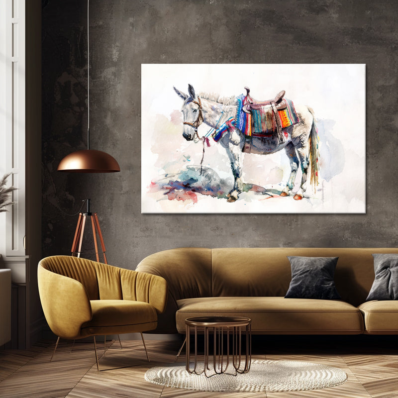 Aquarel Schilderij Ezel