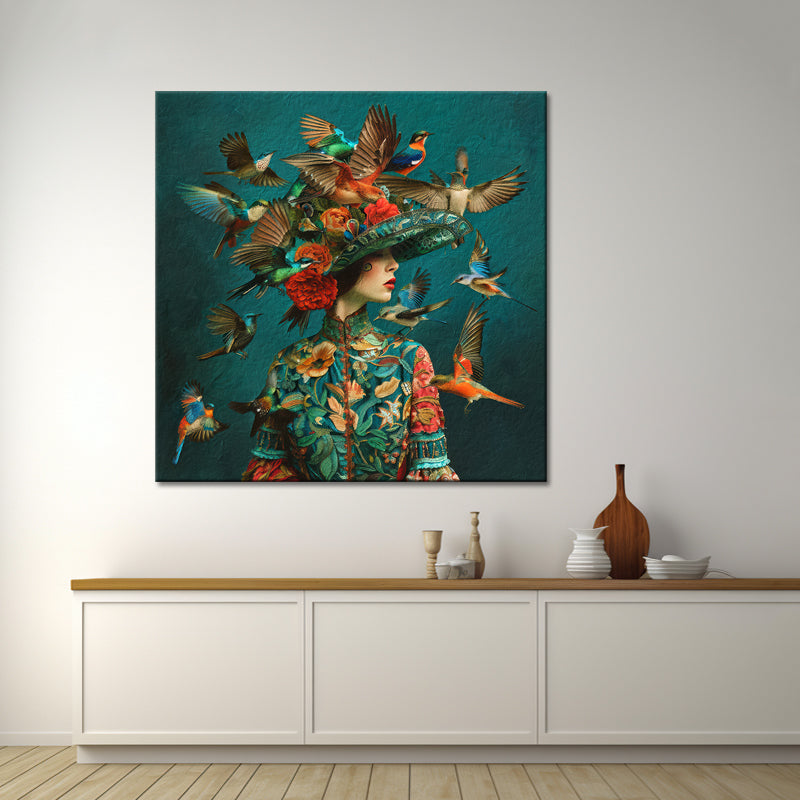 Art vrouw met vogels