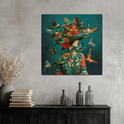 Art vrouw met vogels