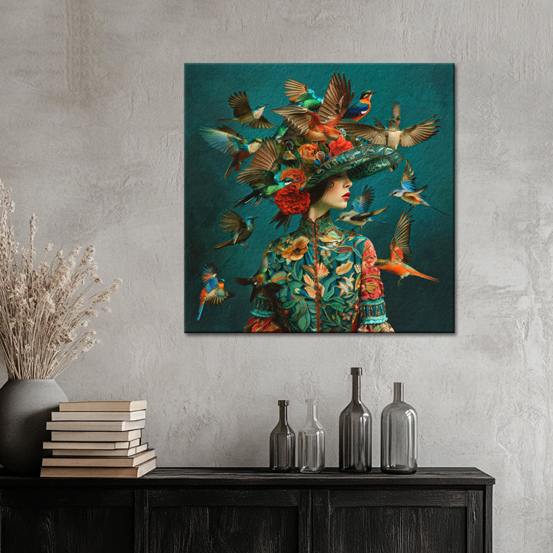 Art vrouw met vogels