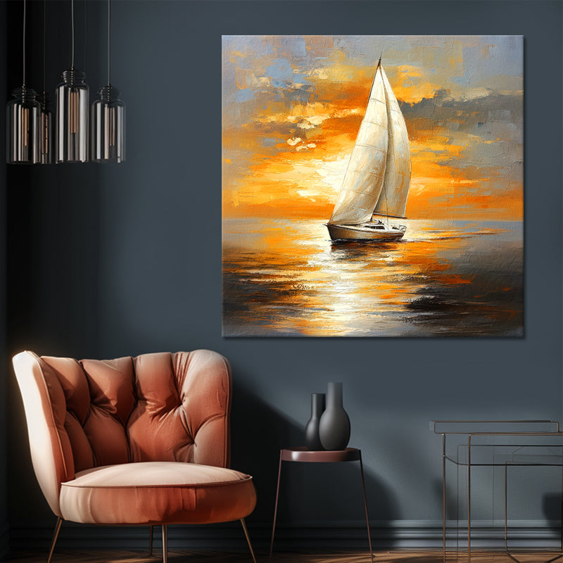 Segelboot bei Sonnenuntergang