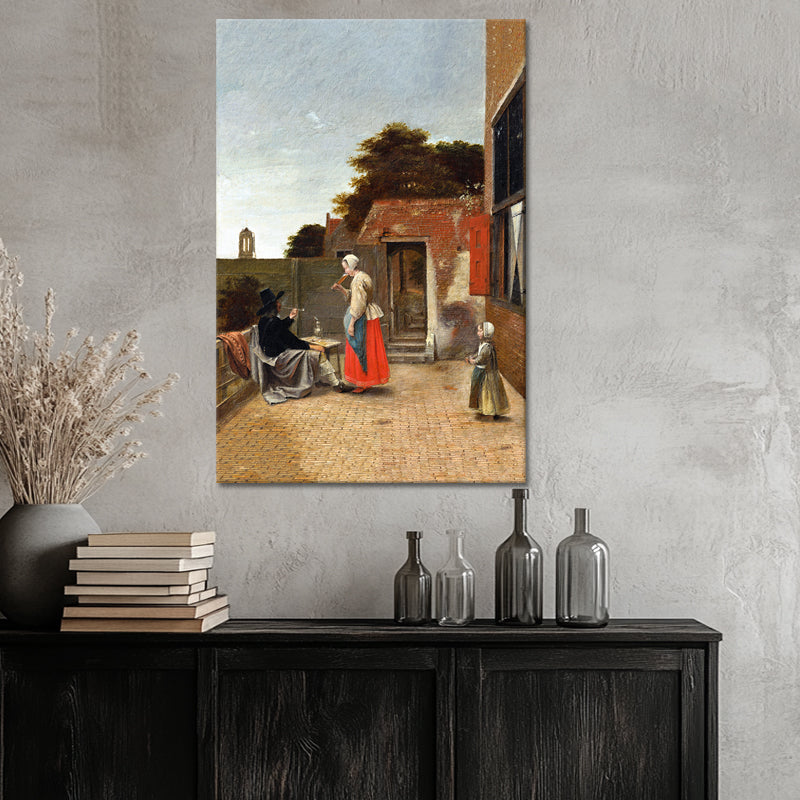 man en een drinkende vrouw - Pieter de Hoochc