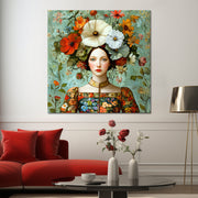 Vrouw met vintage bloemen