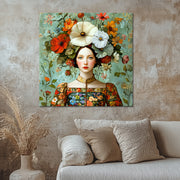 Vrouw met vintage bloemen