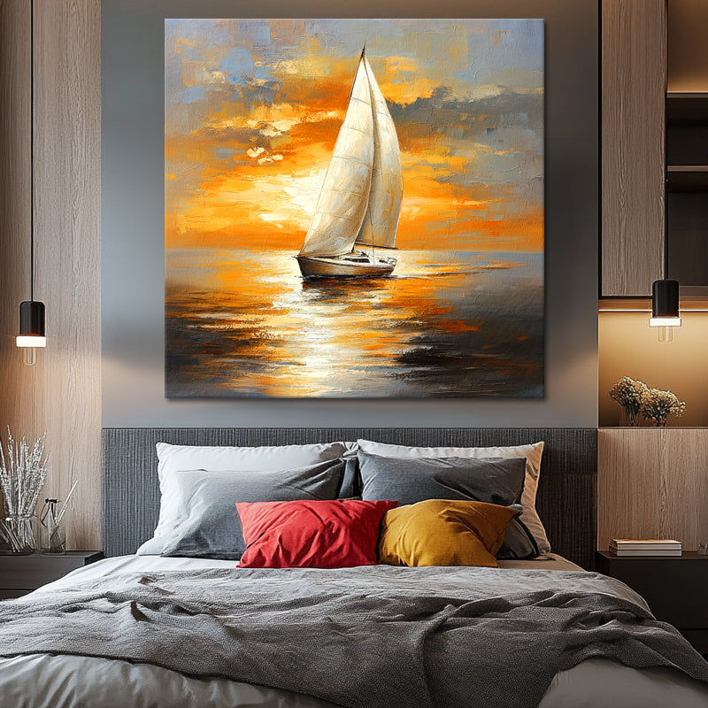 Segelboot bei Sonnenuntergang