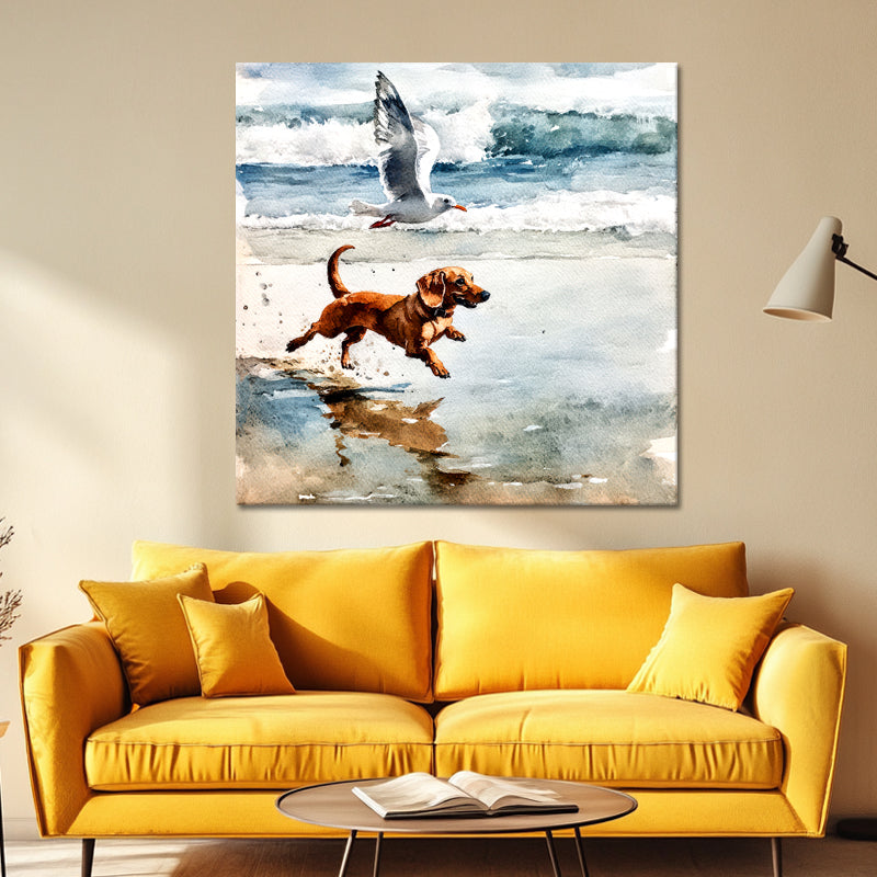 Hond en zeemeeuw
