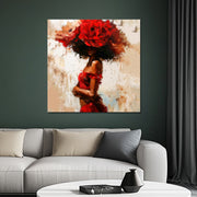 Vrouw met rode bloemen