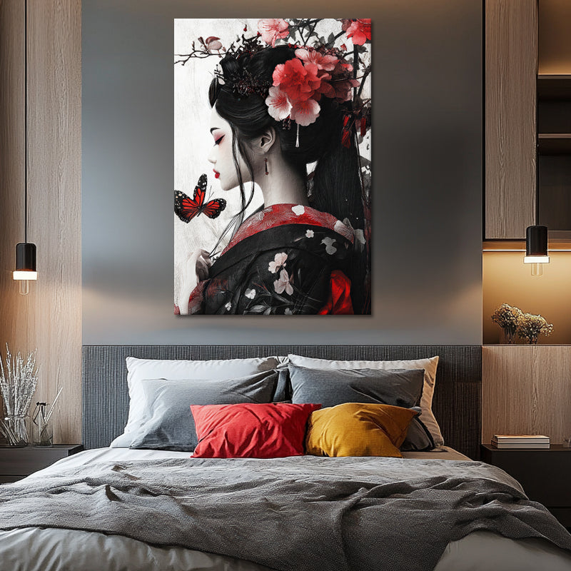 Japanische Frau mit Blumen