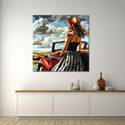 Vrouw Naast Vintage Auto